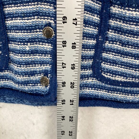 Belle Pointe Sweater Vest Women's Large Blue Striped Silk Blend Sleeveless Y2K - Picture 6 of 10